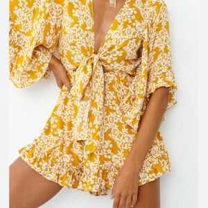 Floral Yellow Jumpsuit Romper